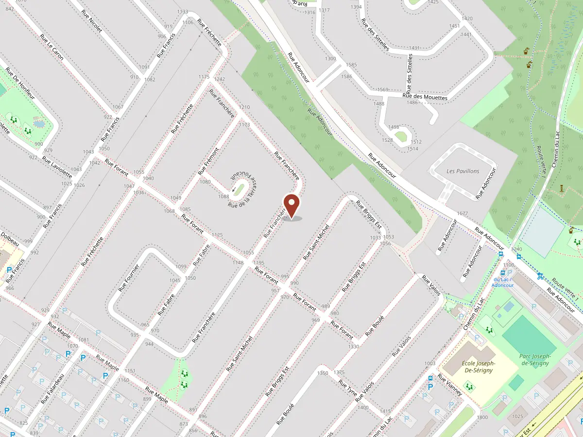 Plan du quartier&nbsp;: le bureau, au 1096, rue Franchère, dans le Vieux-Longueuil